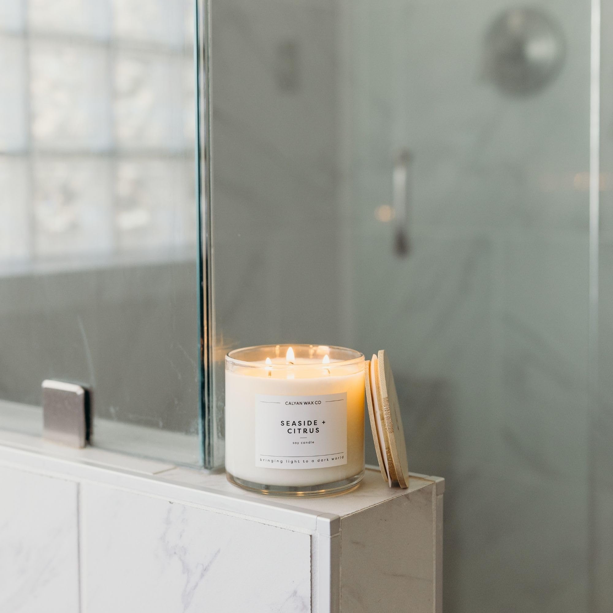 Calyan Wax Co. Seaside & Citrus, senteur-maritime-bougie-verre