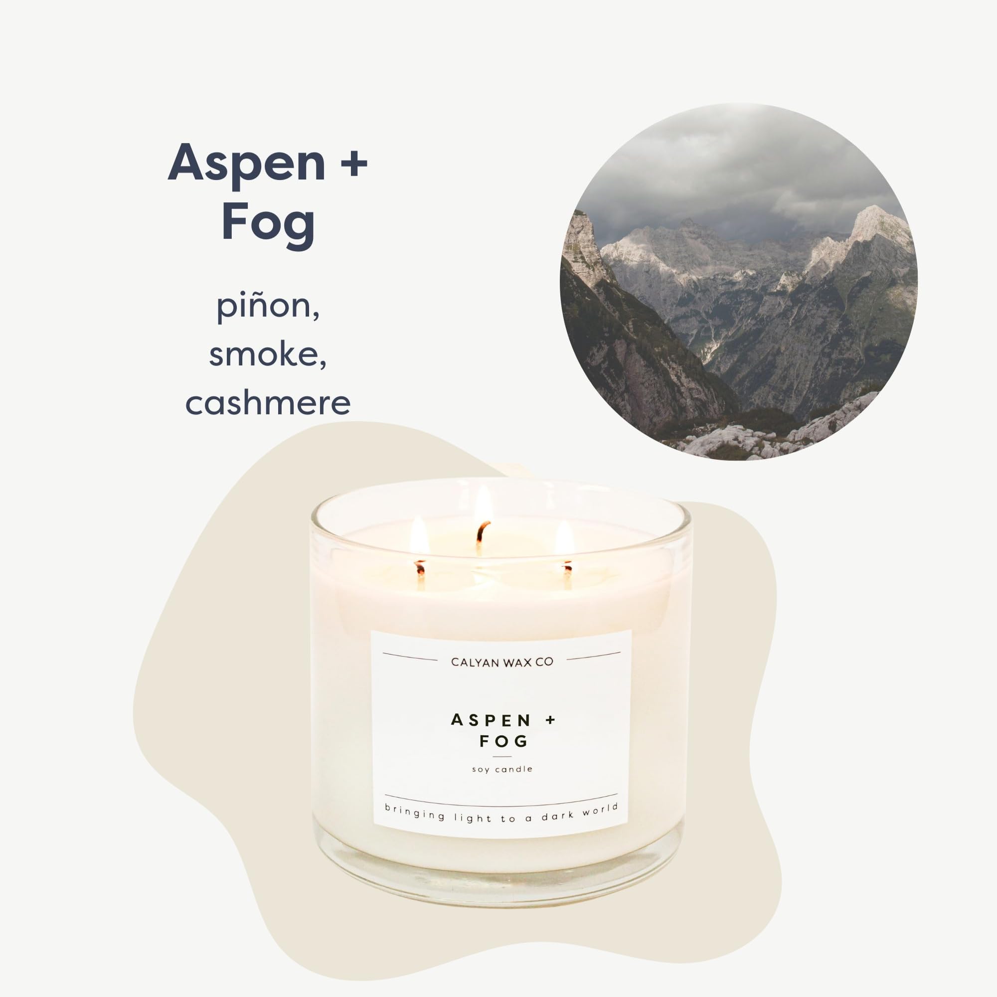 Bougie Calyan Wax Co 3 mèches dans un grand verre lumineux