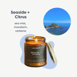 Calyan Wax Co. bougie arôme marin citron-verveine; diffusion lumineuse.