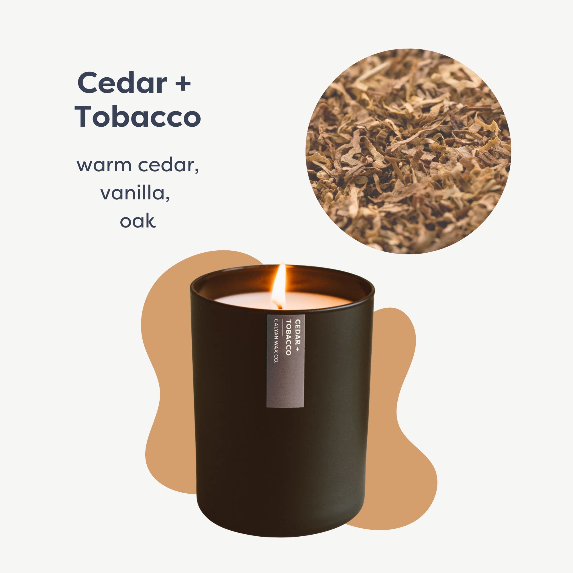 Calyan Wax Co. bougie cire de soja noire et mate pour une combustion propre.