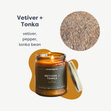 Calyan Wax Co. Bougie cire de soja pure en verre ambré prête à diffuser.