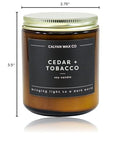 Calyan Wax Co. Cadeau élégant, parfum cèdre-tabac, éveillant les sens.