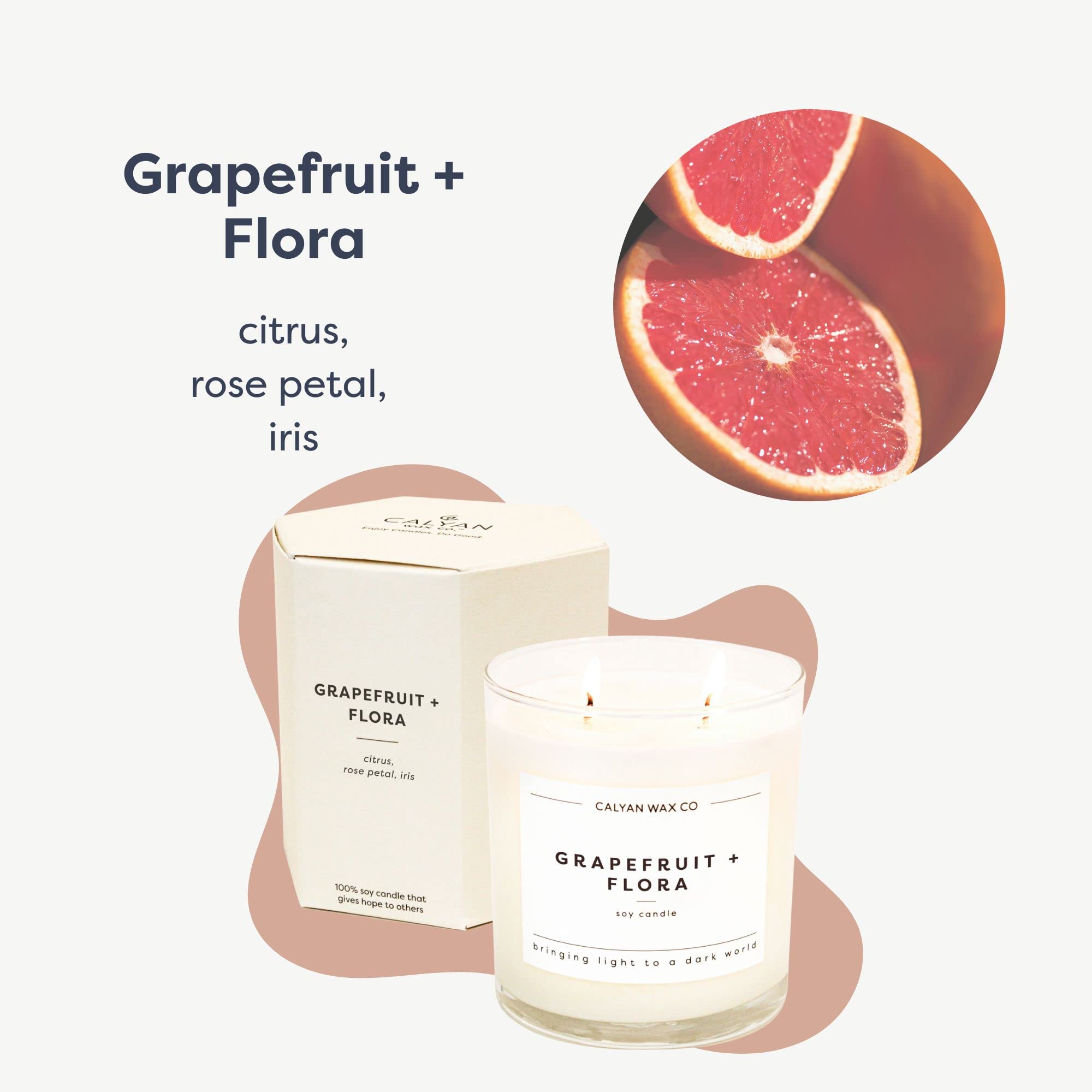 Grapefruit Flora sur un bocal grand format, diffusion propre et naturelle.