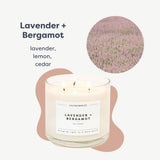Ambiance florale Lavande Bergamot Calyan Wax Co pour salon chaleureux