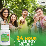 Bouteille CAMBER Cetirizine 10 mg, dose journalière facile.