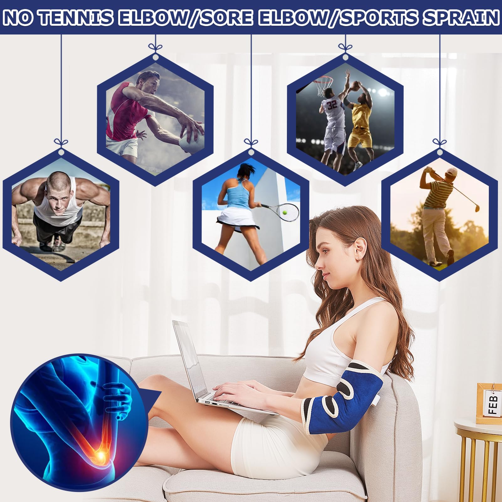 CAMECO brace chauffante pour coude, température réglable pour plus de confort.