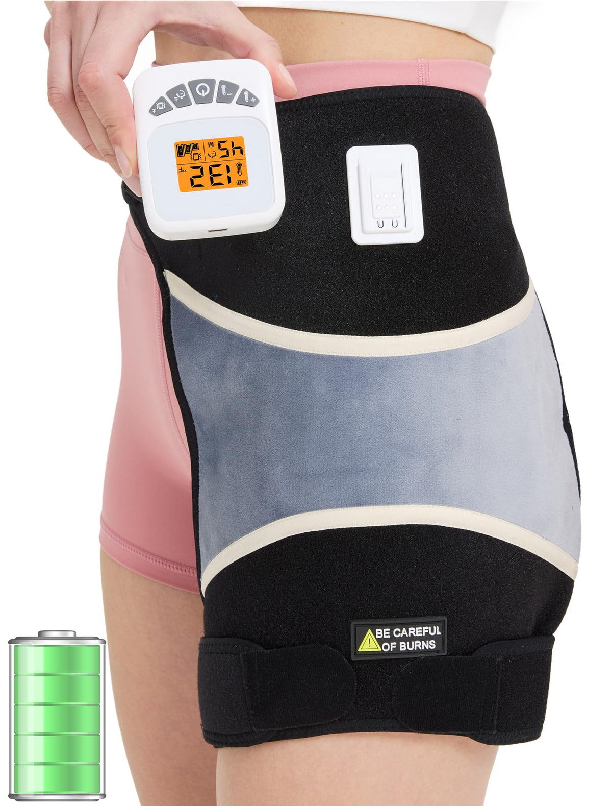 CAMECO ceinture chauffante pour hanche avec massage et relaxation ciblée.