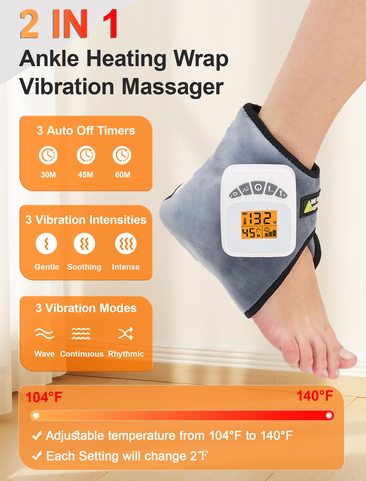Masseur CAMECO pour cheville avec vibration à trois niveaux.