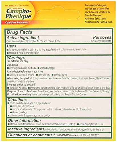 Campho-Phenique Gel Original sur bouton de fièvre pour apaiser.