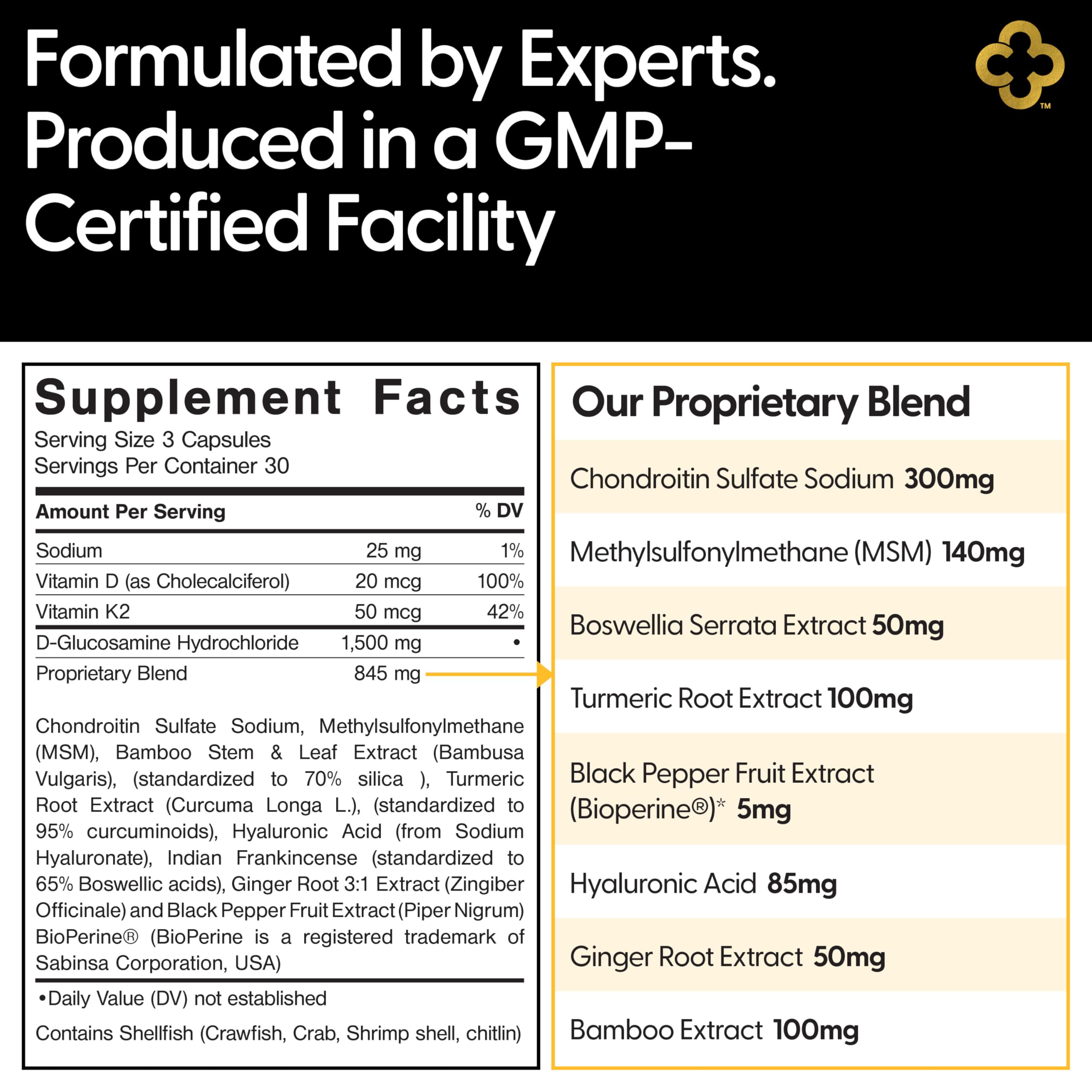 Campio: composition glucosamine-chondroïtine-msm, soutien du cartilage