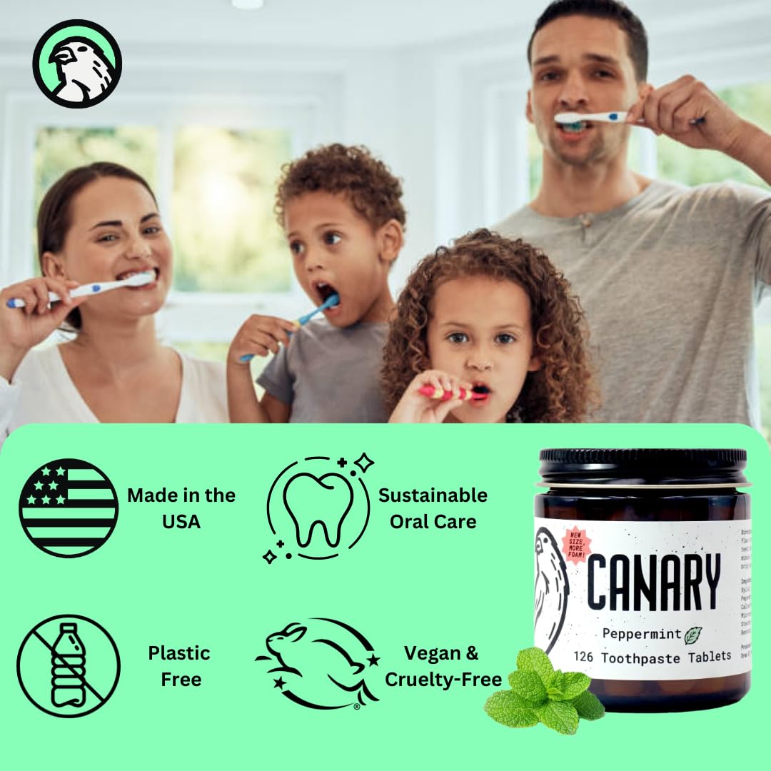 Tablettes dentifrice bentonite xyltol menthe Canary Clean, nettoyage profond et minéralisation.
