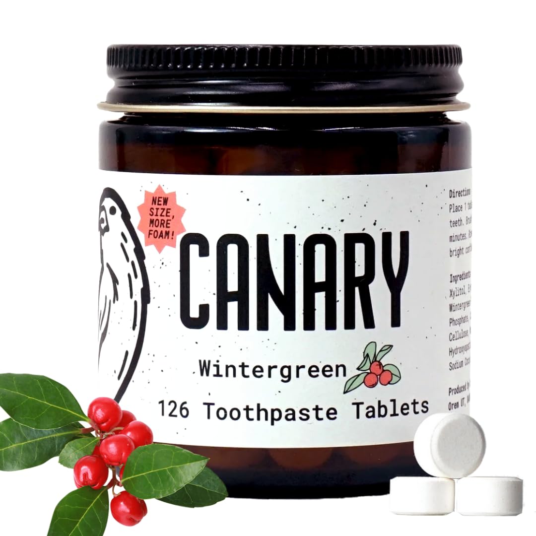 Tablettes Canary Nano Hydroxyapatite Wintergreen pour reminéralisation sans fluor.