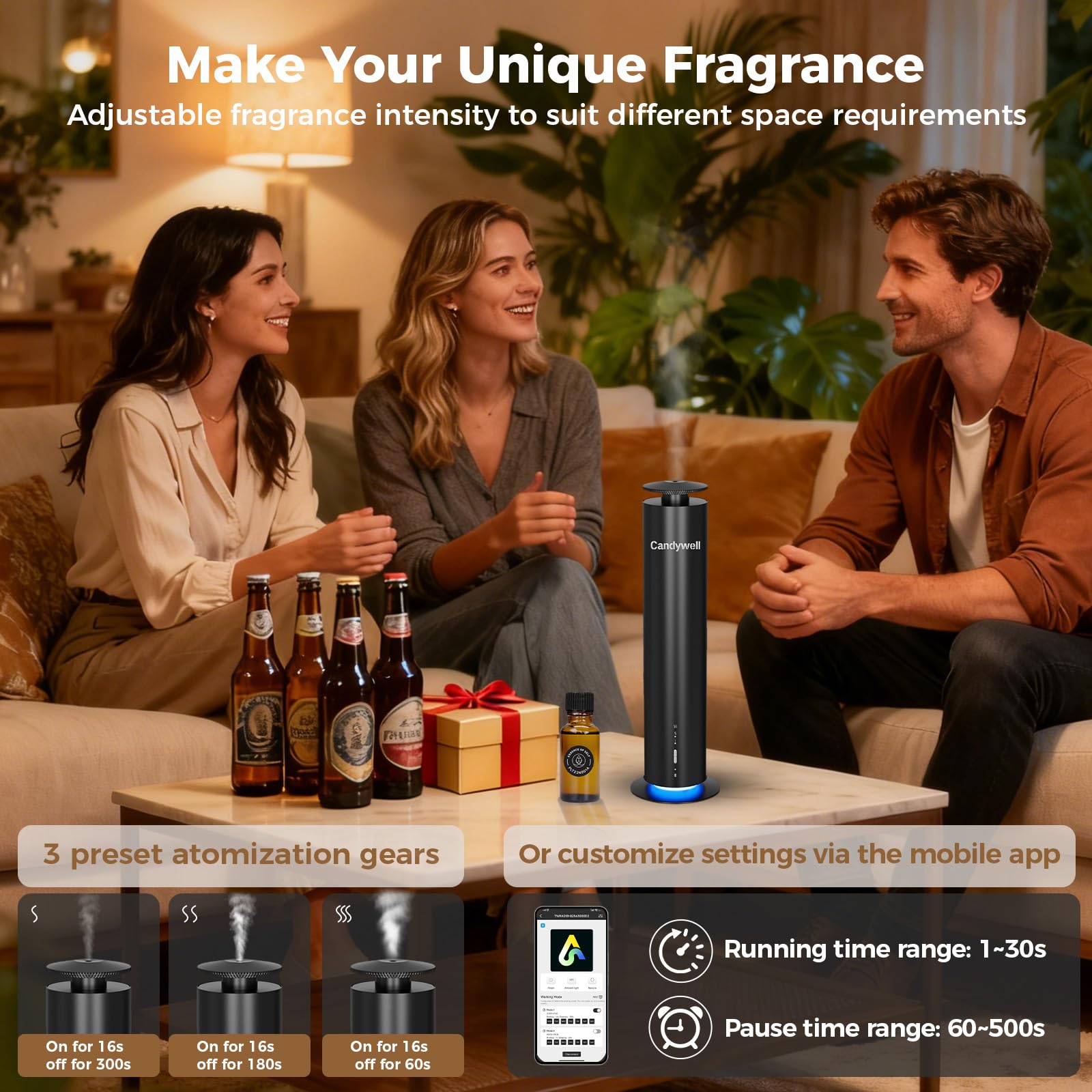 Candywell diffuseur sans eau lumière ambiante douce pour la détente