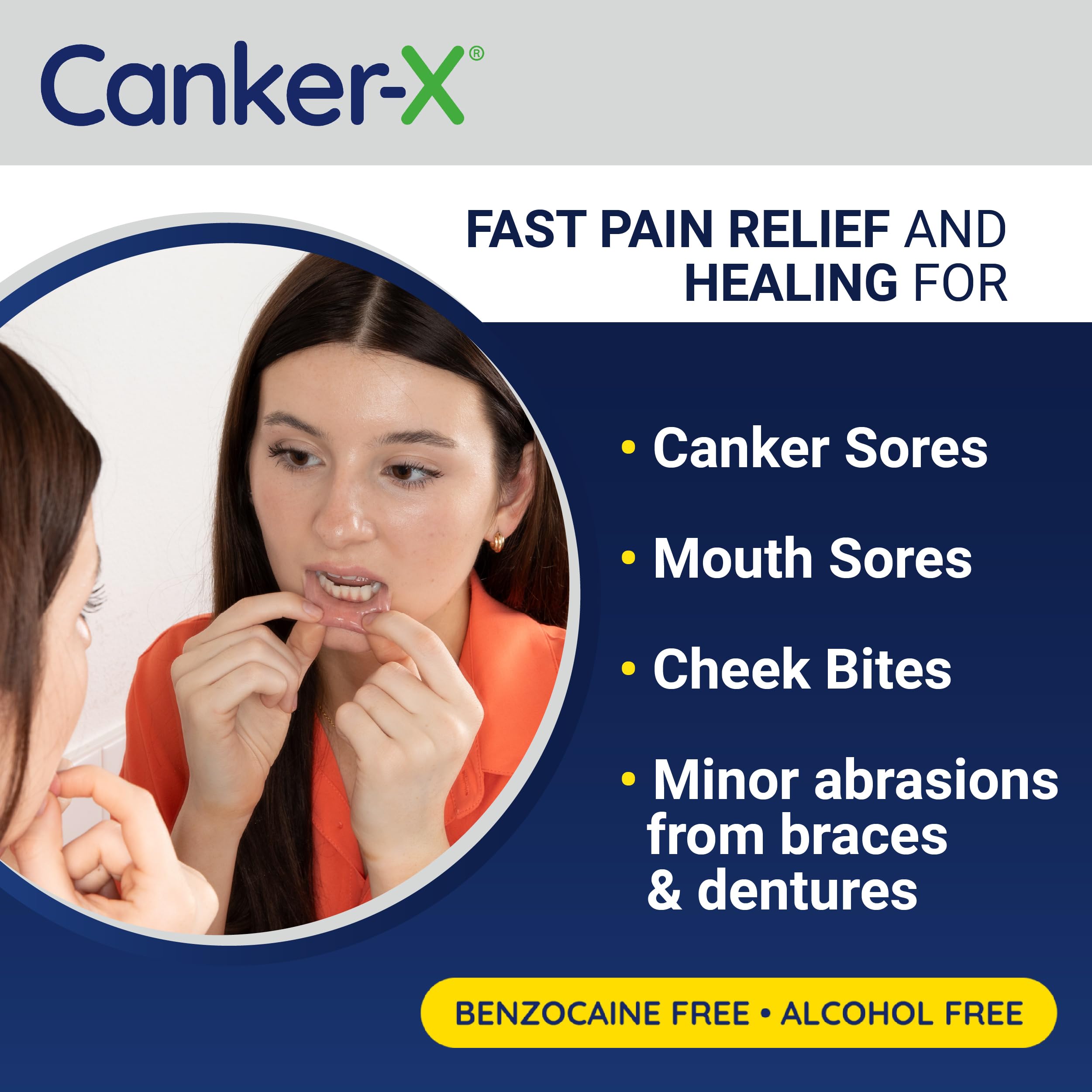 Embout étendu facilitant l’application précise du gel Canker-X