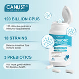 CANLIST Probiotiques: flacon avec prébiotiques naturels favorisant la digestion.
