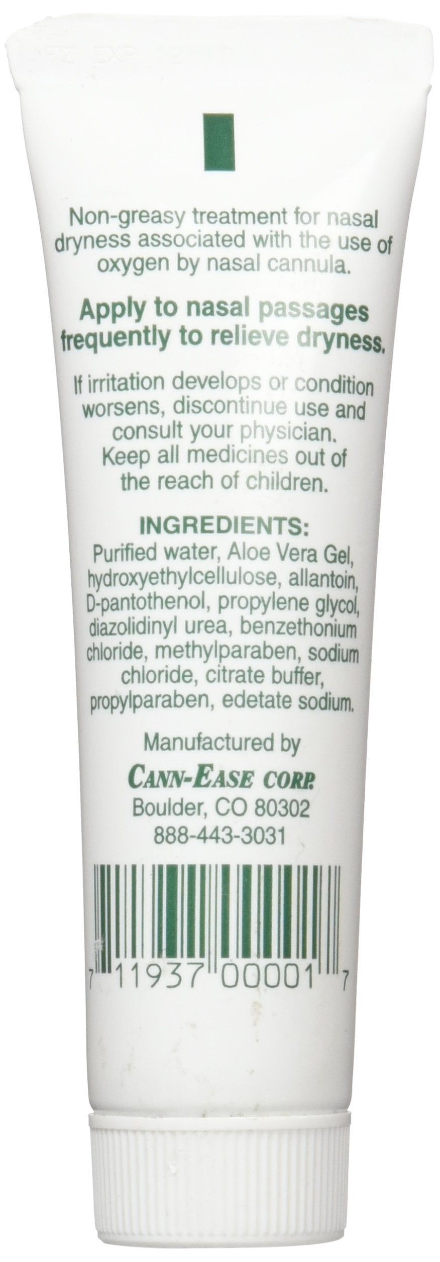 Gel Cann Ease nasal hydratant avec aloé vera pour un soulagement doux.
