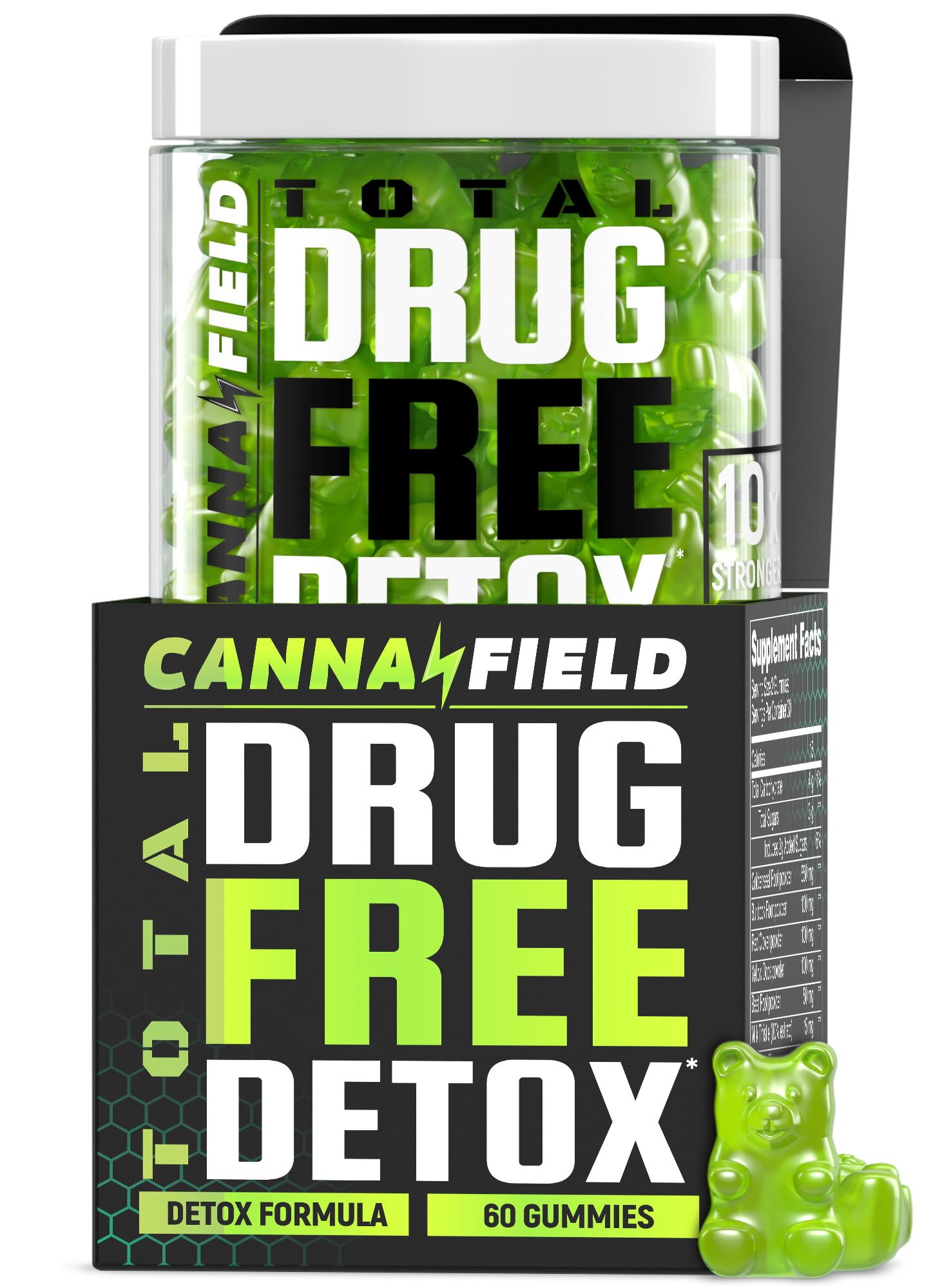 Cannafield Gommes Détox Corps Complet - Bouteille prête à l'emploi et soutien digestif pratique.