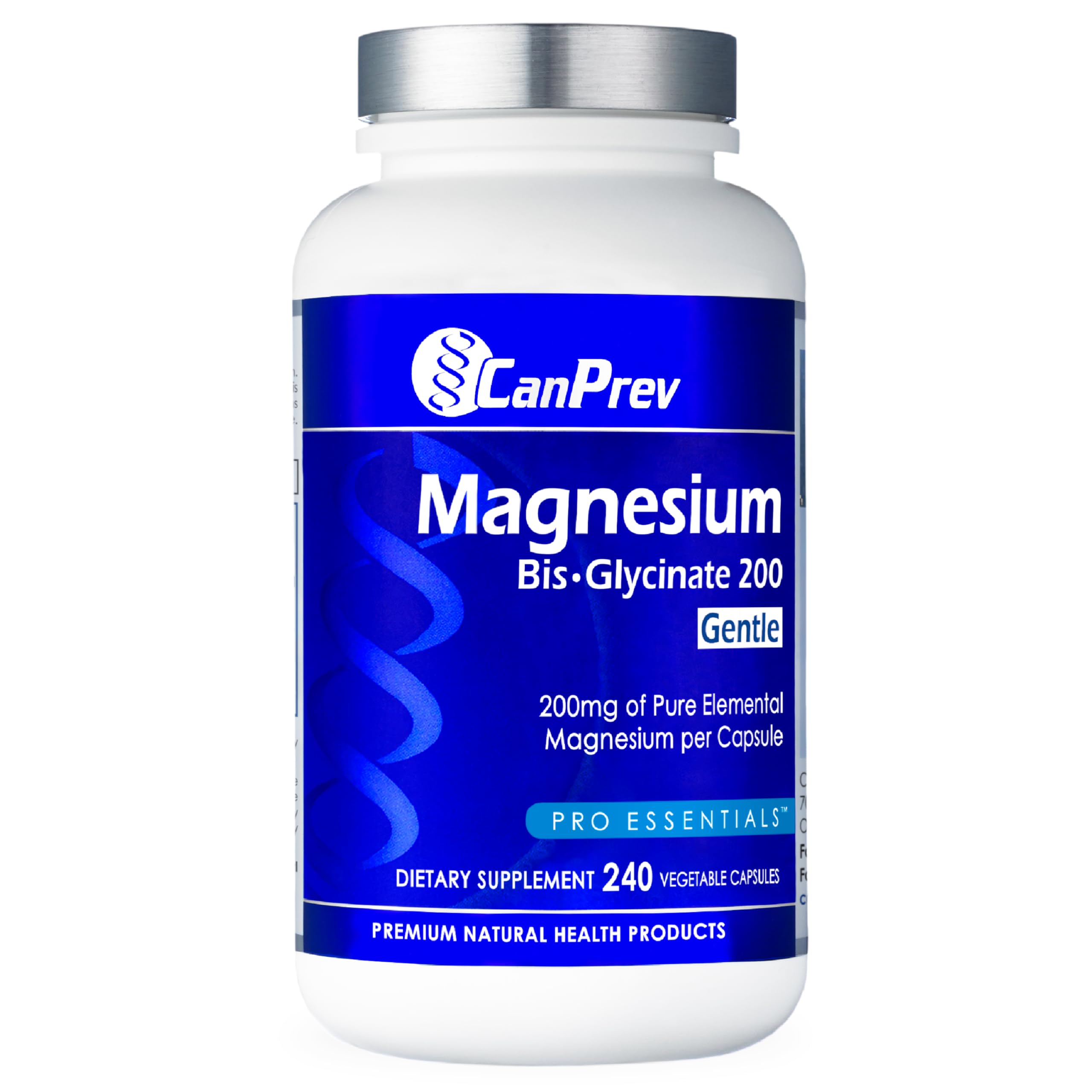 CanPrev Magnesium BisGlycinate 200 mg, capsules – soutien potentiel à la détente et au confort digestif.