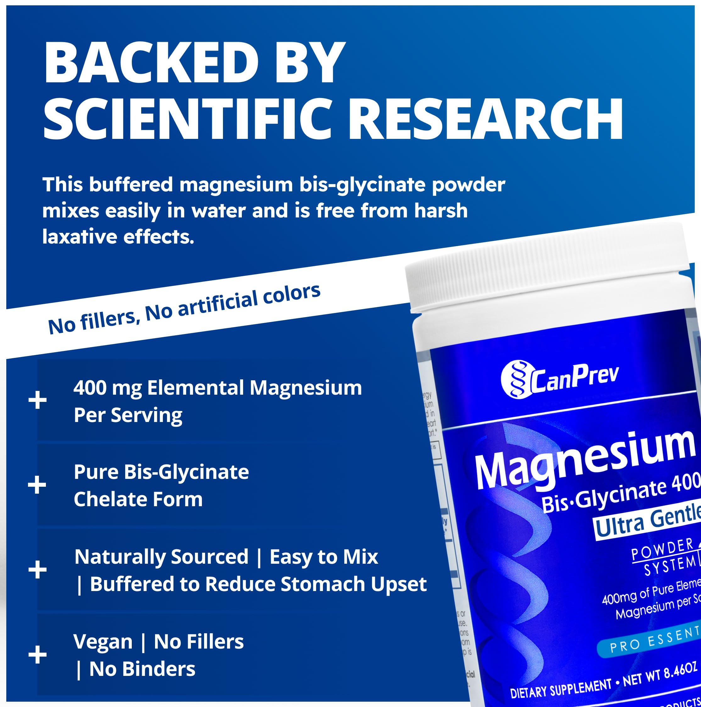 CanPrev Magnésium Bisglycinate Poudre 400mg – flacon-poudre: soutien musculaire discret