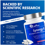 Poudre spiruline naturelle intégrée: CanPrev Synergy B offre nutriments végétaux riches.