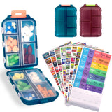 CAPHONT organisateur de pilules de voyage bleu et rouge, rangement pratique pour sept jours.