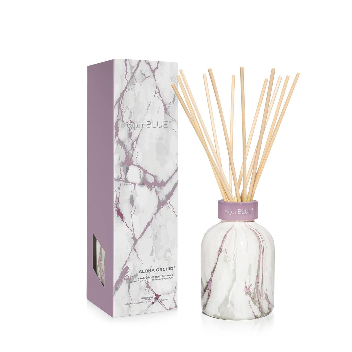 Capri Blue Aloha Orchid: diffuseur à bâtons marbre moderne pour ambiance florale