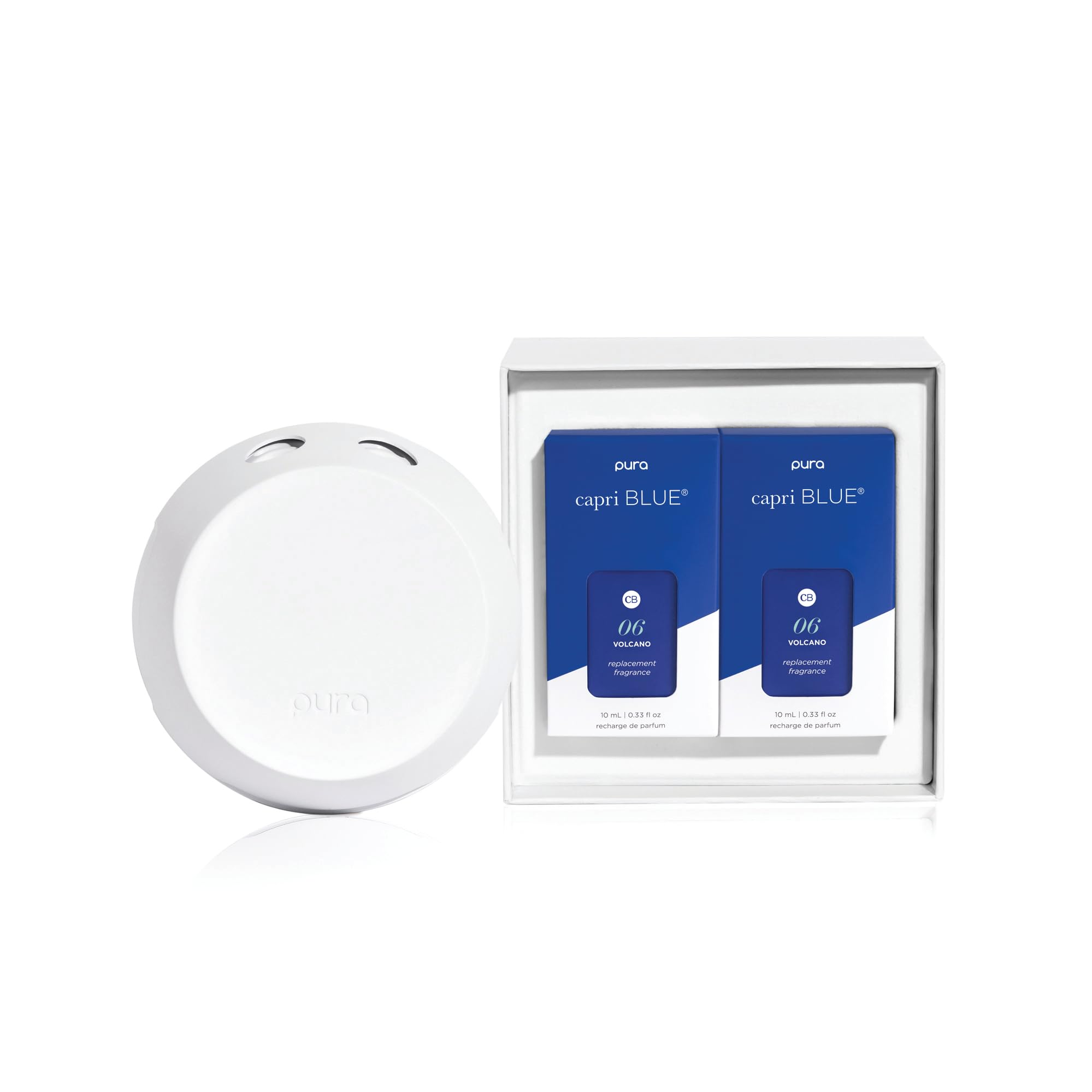 Diffuseur Capri Blue dans une chambre et un salon, ambiance fraîche.
