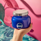 Capri Blue Honeydew Crush bougie bleue petite, ambiance estivale garantie.