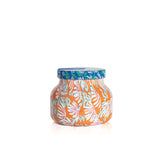 Capri Blue Pattern Play bougie en verre 8oz pour ambiance personnelle et audacieuse.