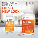 Capsules Dr. Berg D3 K2, formulation 7-en-1 sans sucres ajoutés.