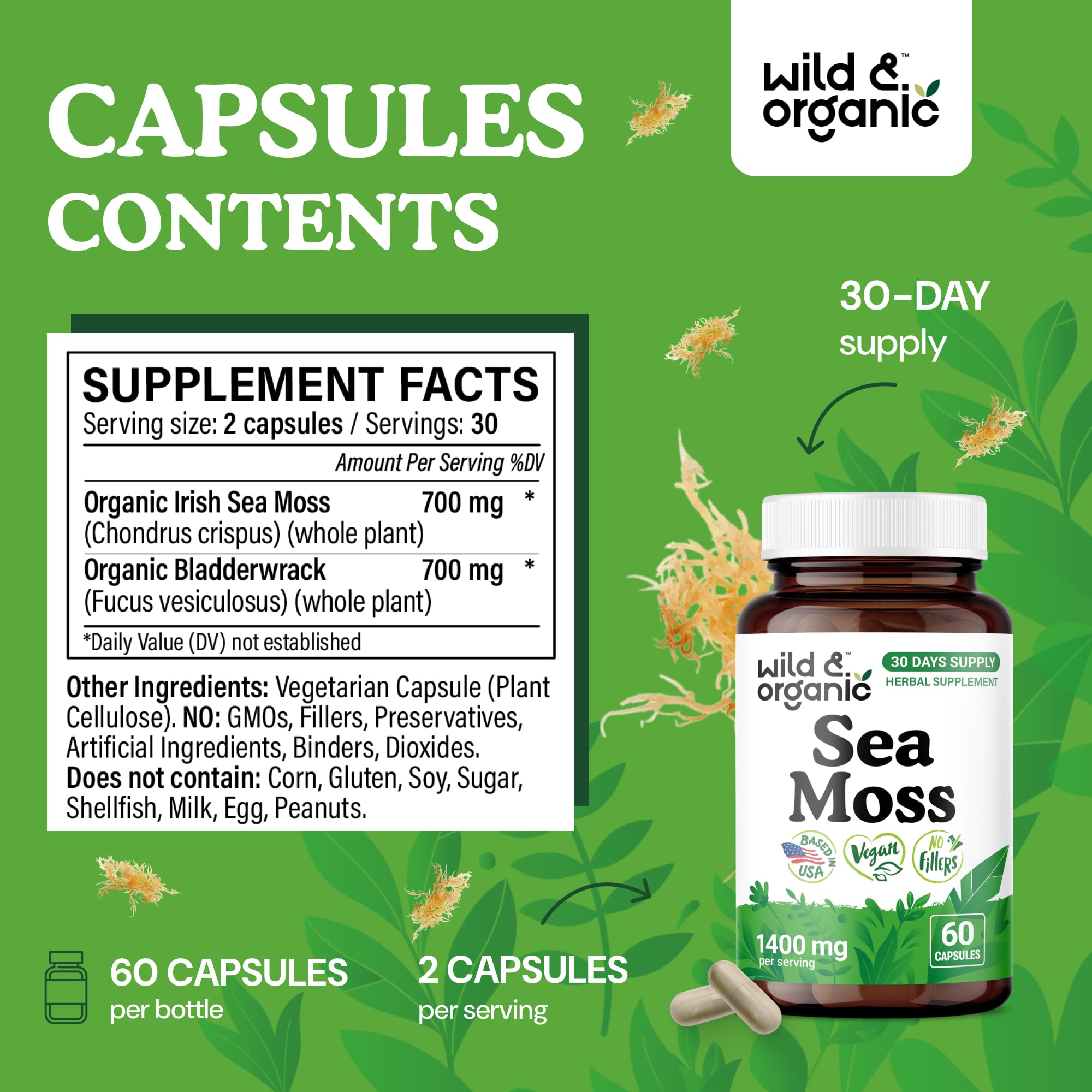 Capsules Wild & Organic mousse de mer – gros plan sur la texture facile à avaler.