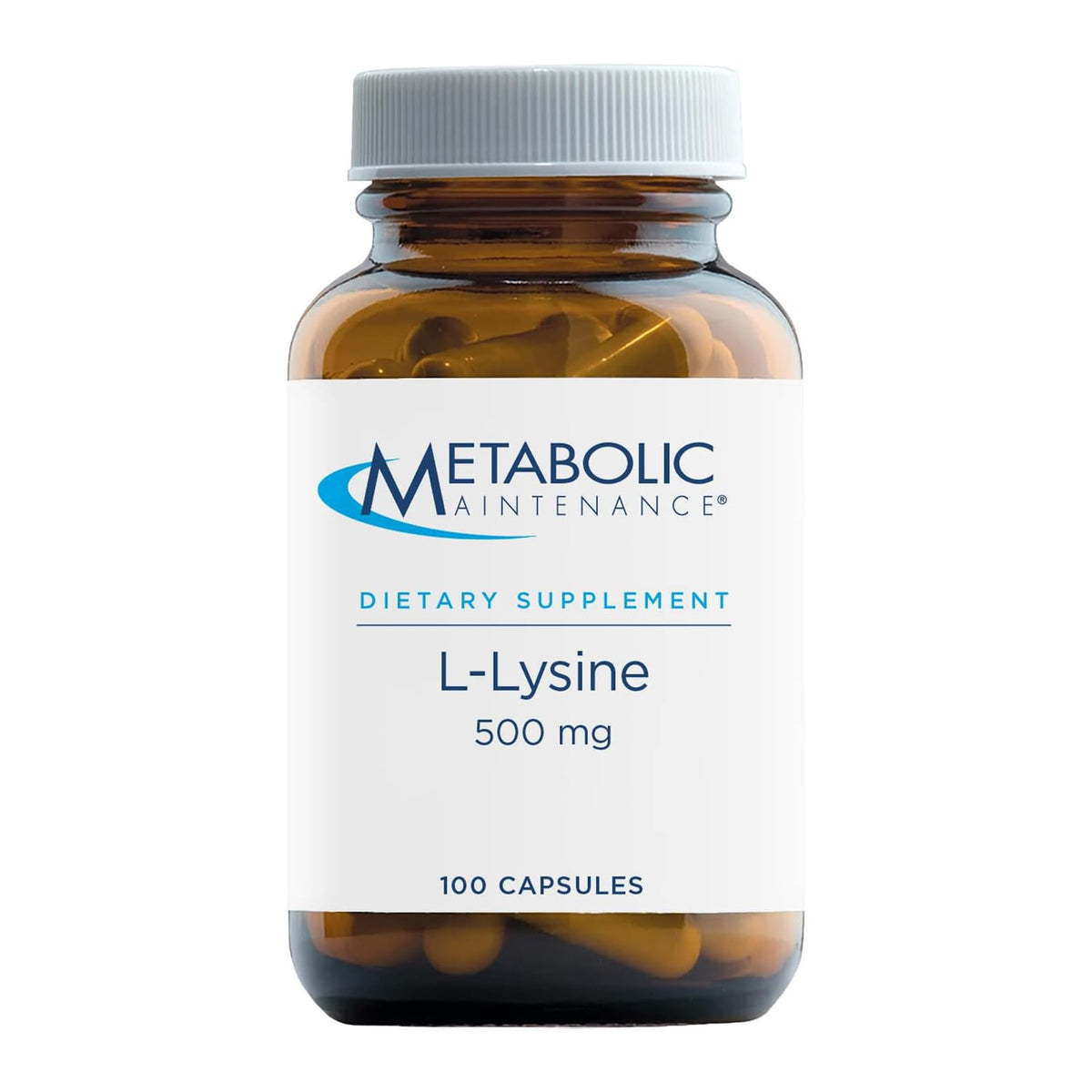 Capsules véganes Metabolic Maintenance Lysine 500 mg, énergie naturelle et bien-être potentiels.