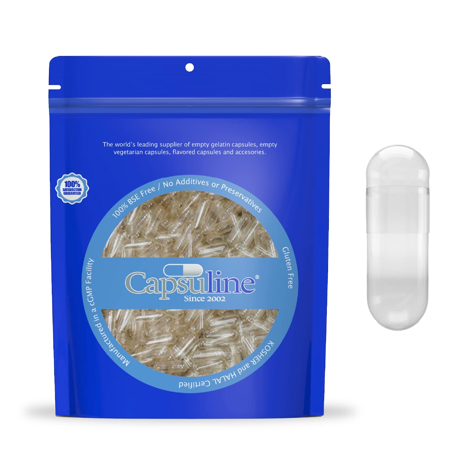 Capsuline gélules vides taille 000 transparentes pour remplissage précis et propre.
