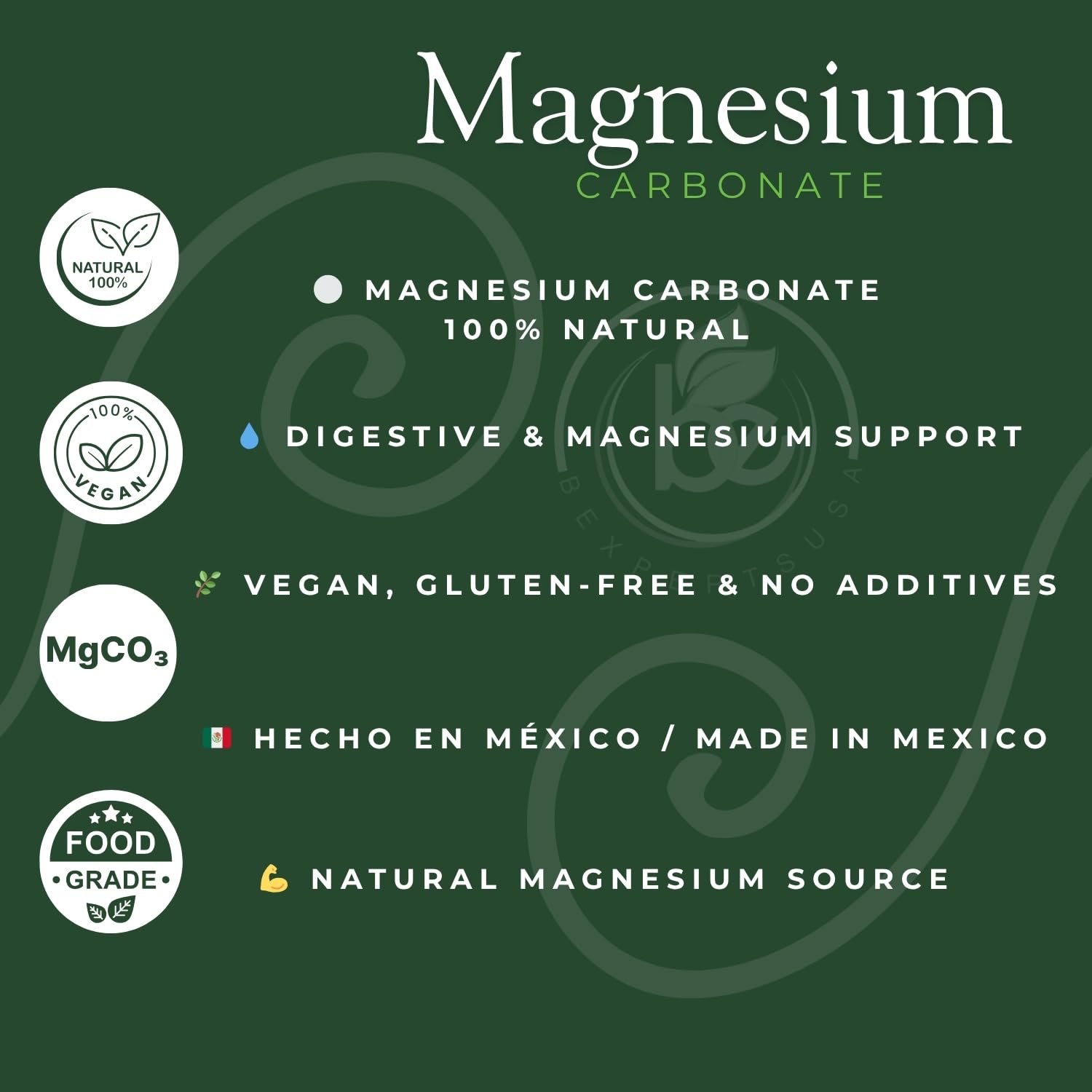 Cubes de carbonate de magnésium vegan et sans gluten.