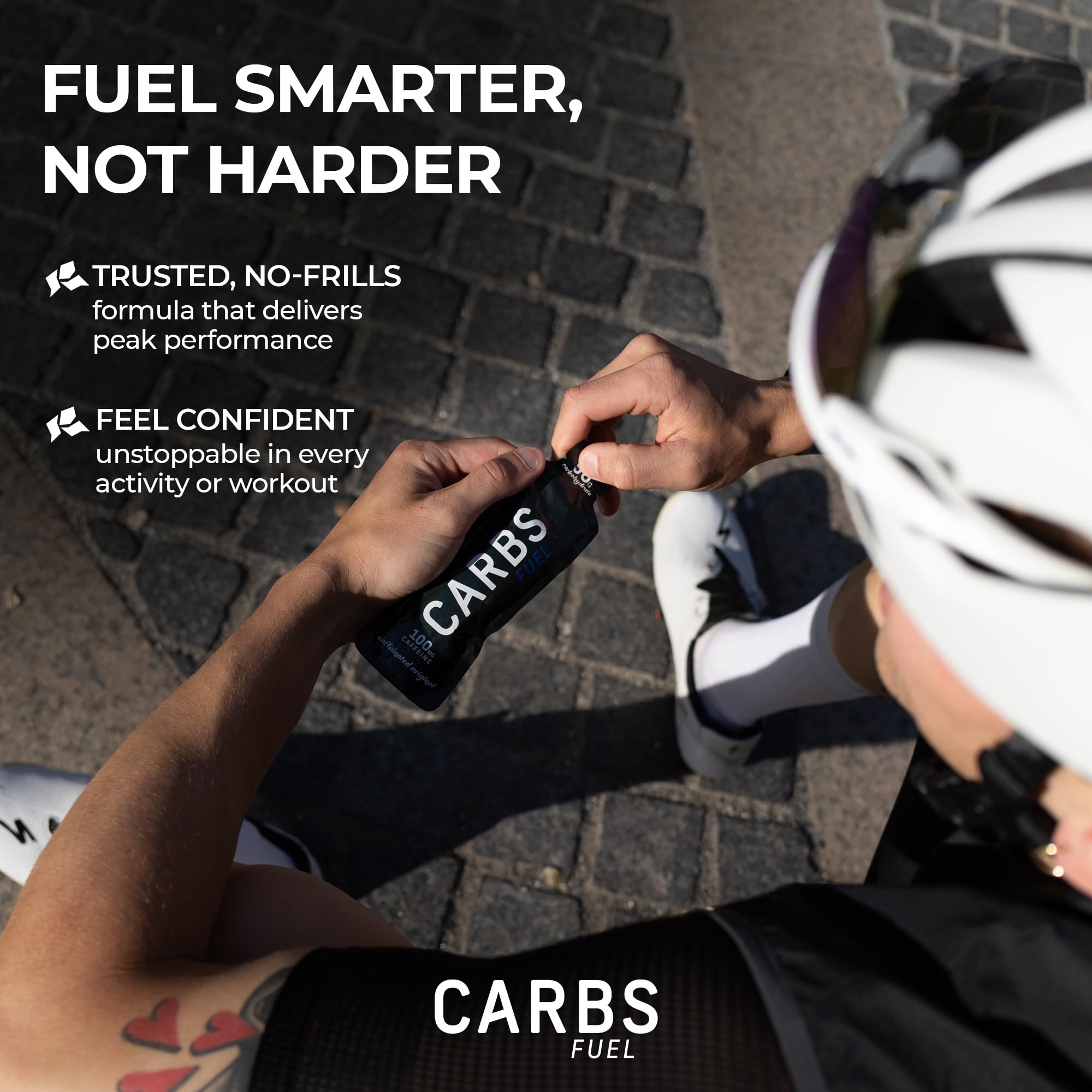 Caféine 100 mg par gel Carbs Fuel – stimulation pendant l’effort.