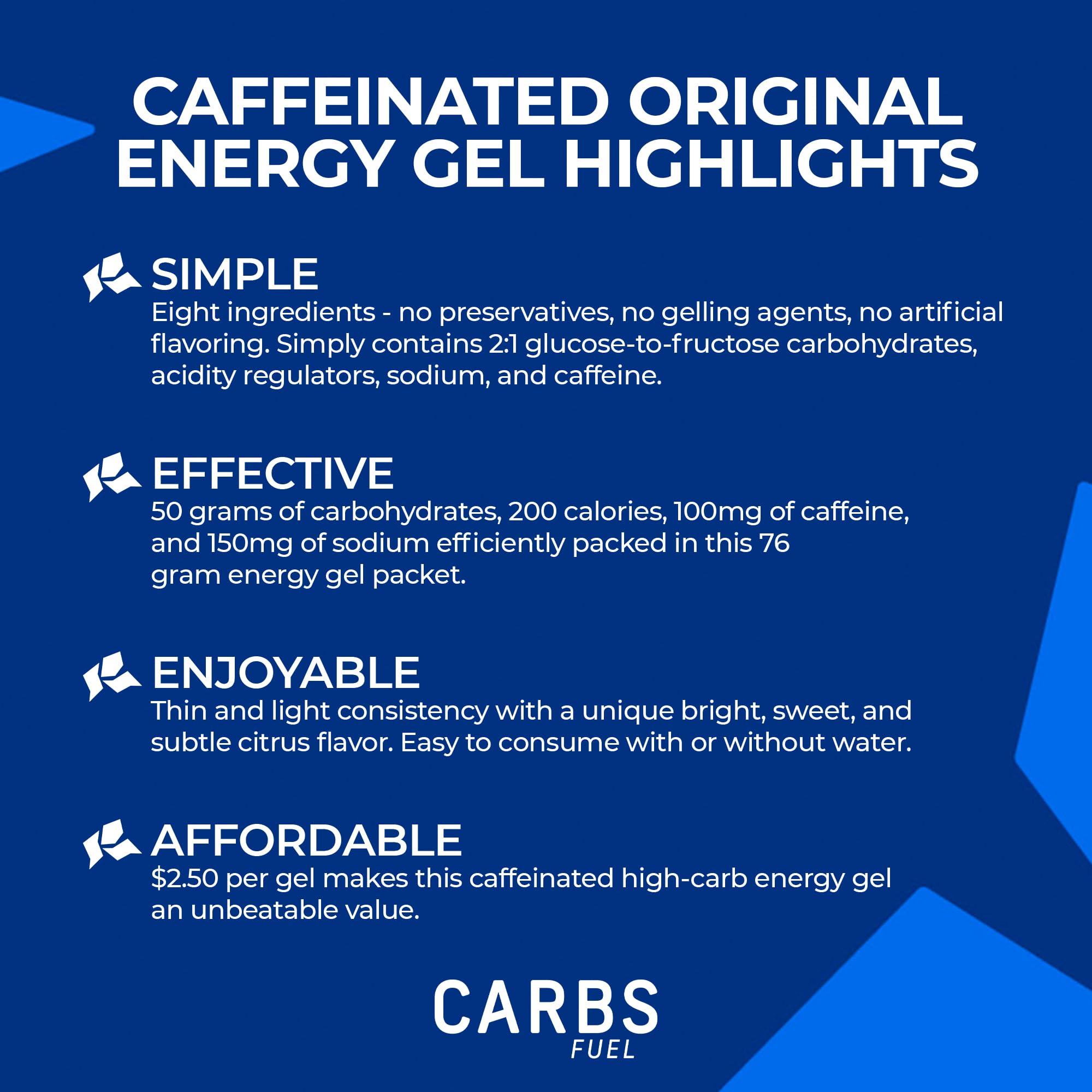 Texture fine du gel Carbs Fuel Caféiné Original facilitant l’ingestion.