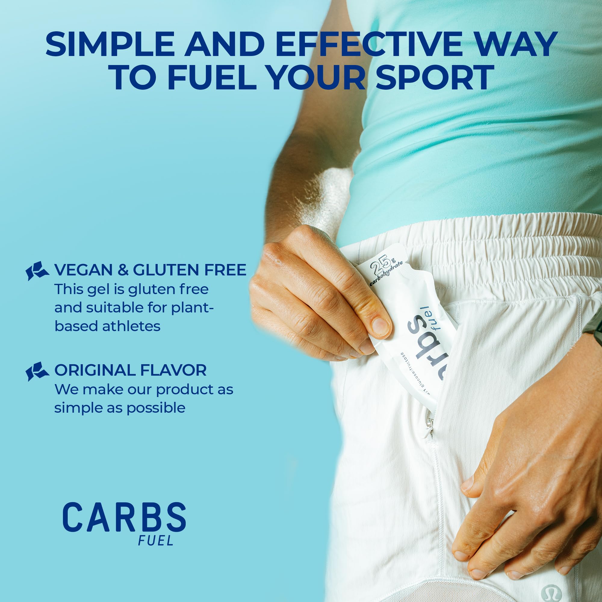 Carbs Fuel Gel Original végan et sans gluten, adapté à divers régimes.