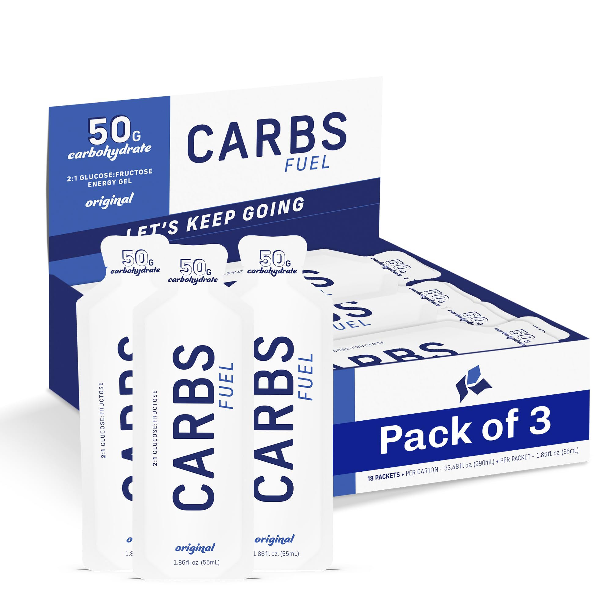 Gel Carbs Fuel Original 55 ml, emballage pratique pour course, énergie rapide.