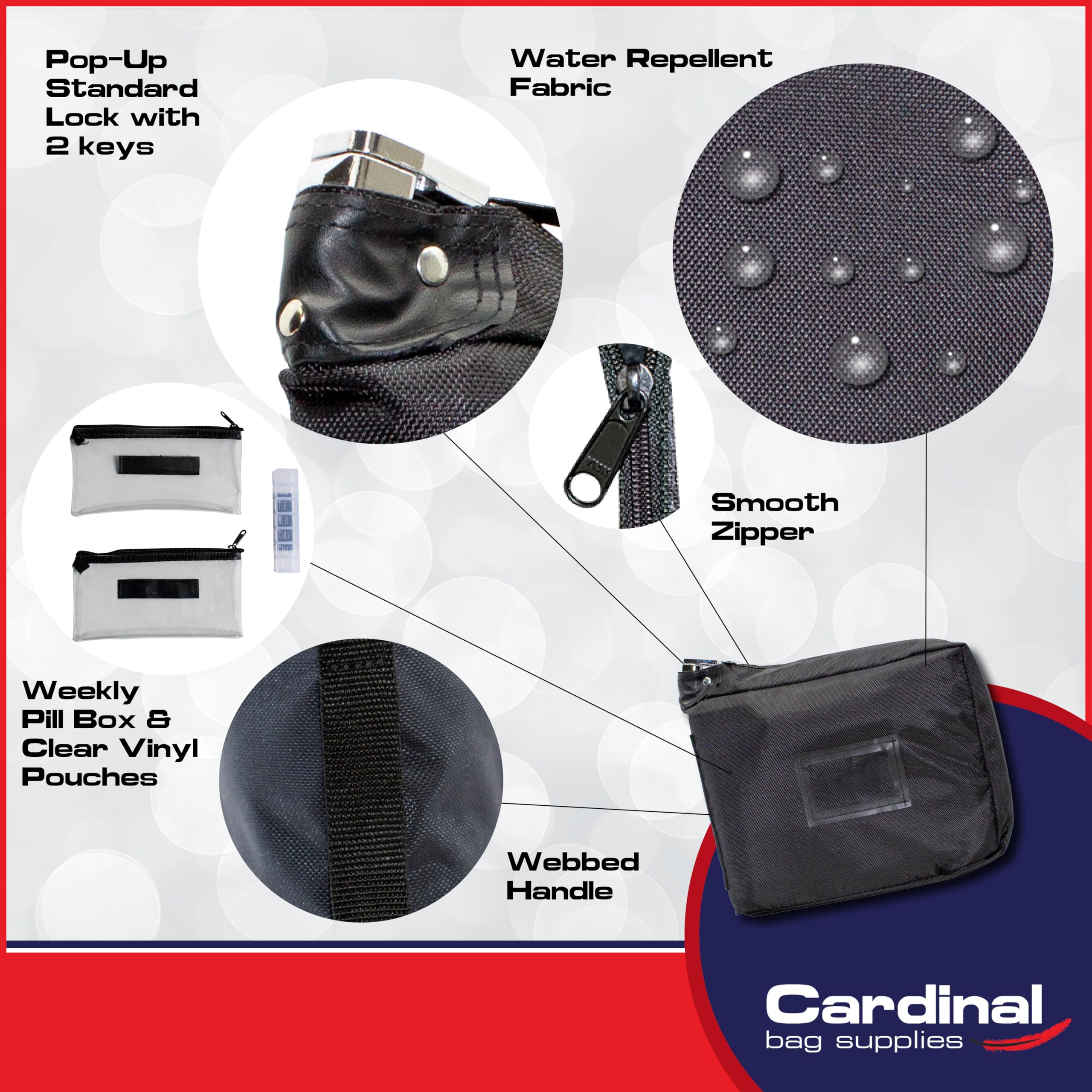 Cardinal bag supplies organisateur pratique pour bouteilles et prescriptions lors des déplacements