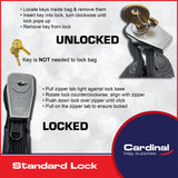 Cardinal bag supplies serrure standard sécurise vos contenus lors des trajets
