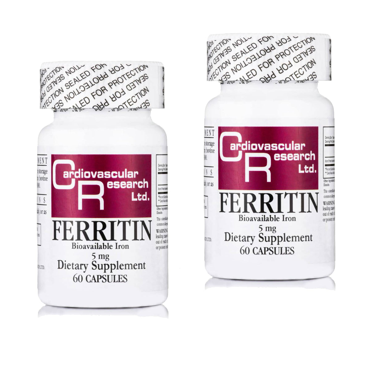 Cardiovascular Research Ferritin — bouteille, gélules faciles à avaler pour routine quotidienne.