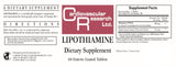 Cardiovascular Research Lipothiamine ALA – étiquette lisible pour la posologie et la conservation.
