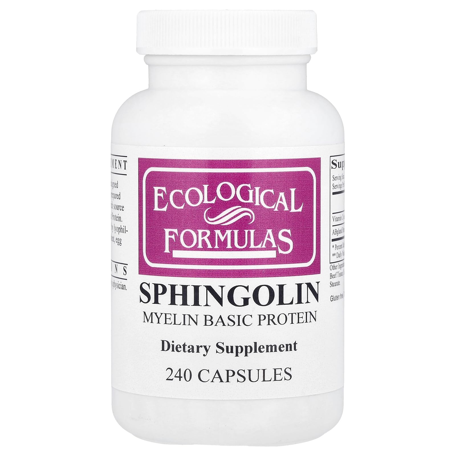 Cardiovascular Research Sphingolin, comprimés 240 : peut soutenir la gaine de myéline et les nerfs.