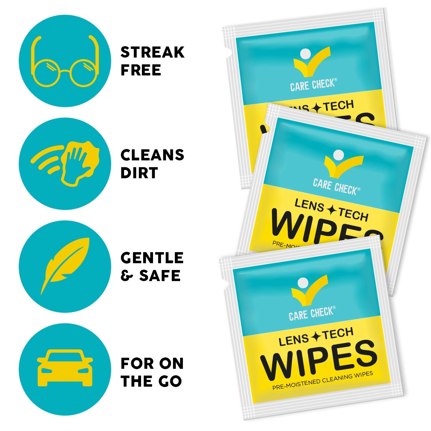 Care Check lingettes nettoyantes pack compact pratique en déplacement.