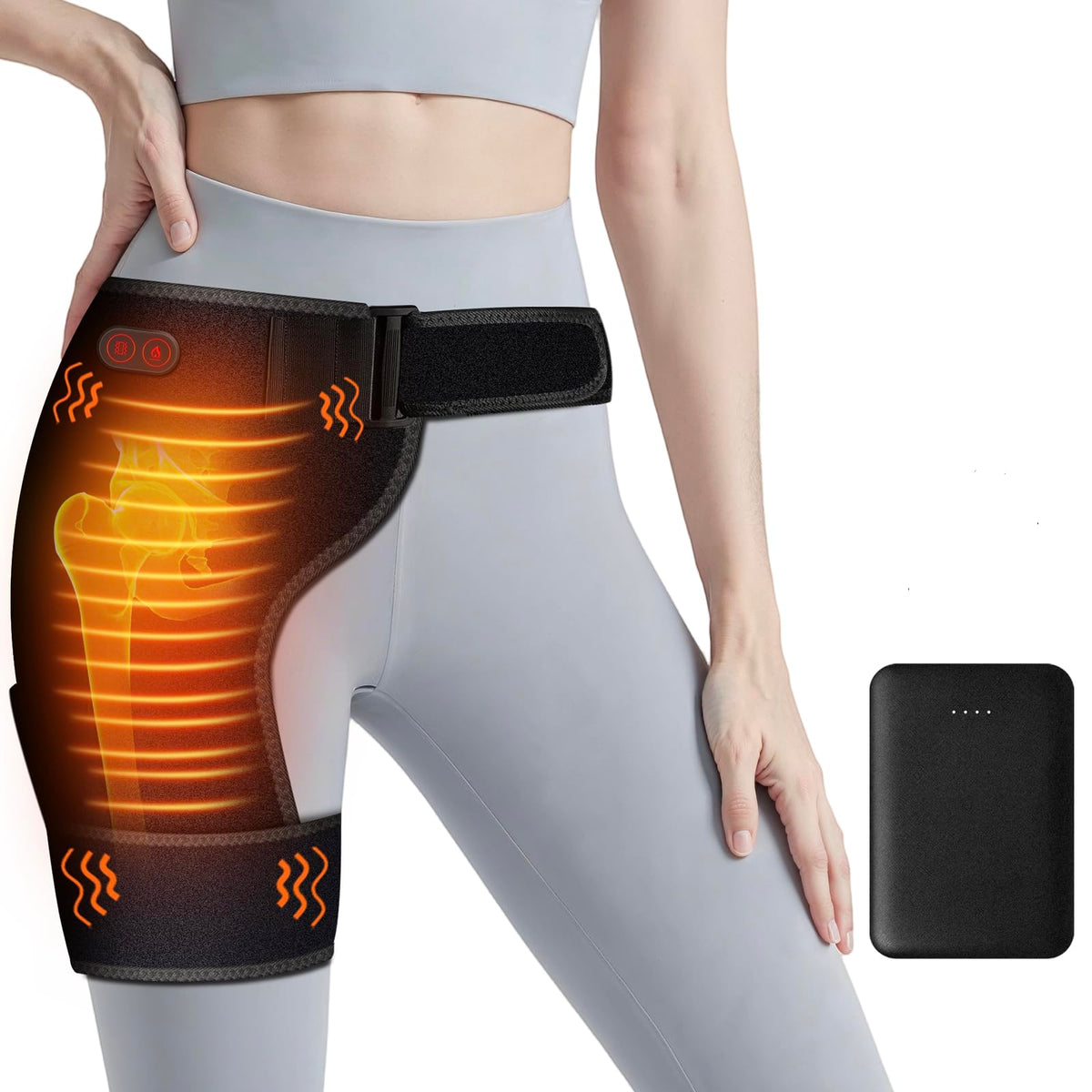 Carecomfi-ceinture chauffante pour hanche avec batterie 5000mAh et chaleur portable.