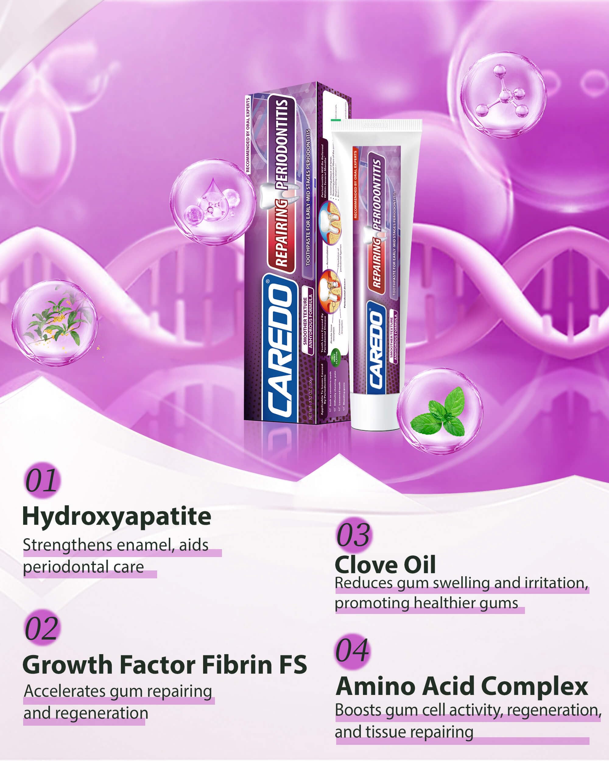 CAREDO dentifrice haleine fraîche: neutralise les odeurs et laisse une bouche fraîche.