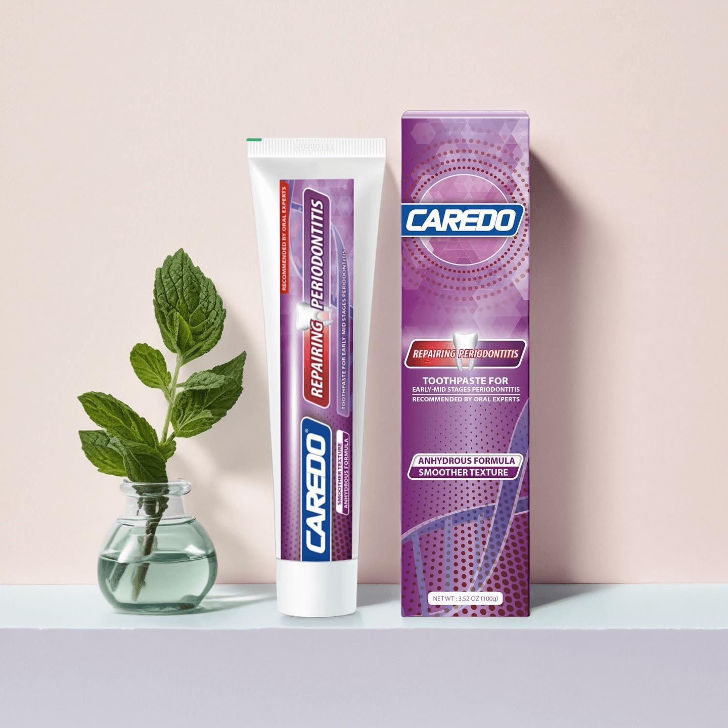 CAREDO dentifrice sensibilité: apaise les gencives sensibles pendant le brossage.