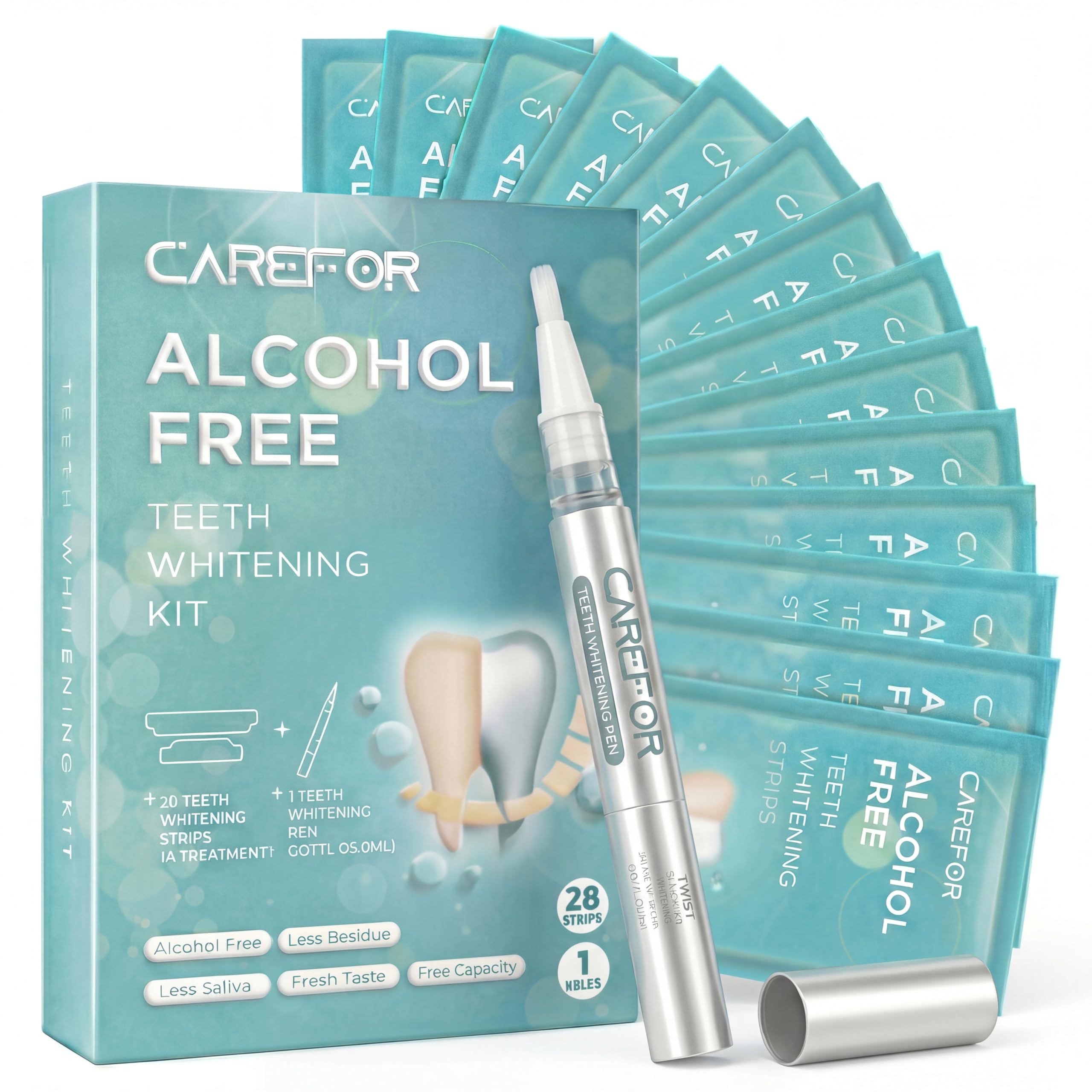 CAREFOR bandes-blanchiment 14 traitements sur les dents, résultats à domicile
