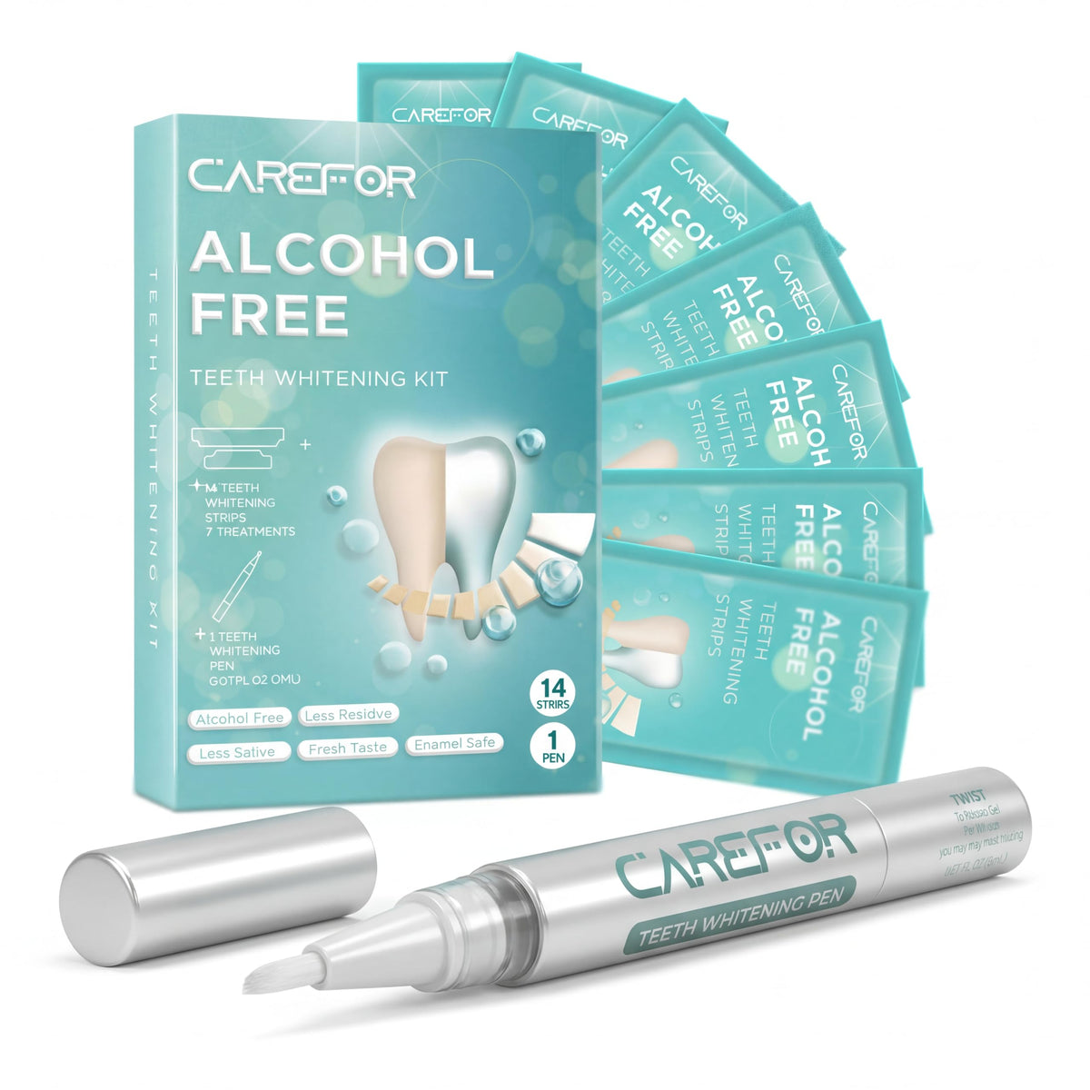 CAREFOR kit-blanchiment-dents-7-soins: coffret prêt à l’emploi pour un sourire plus lumineux.