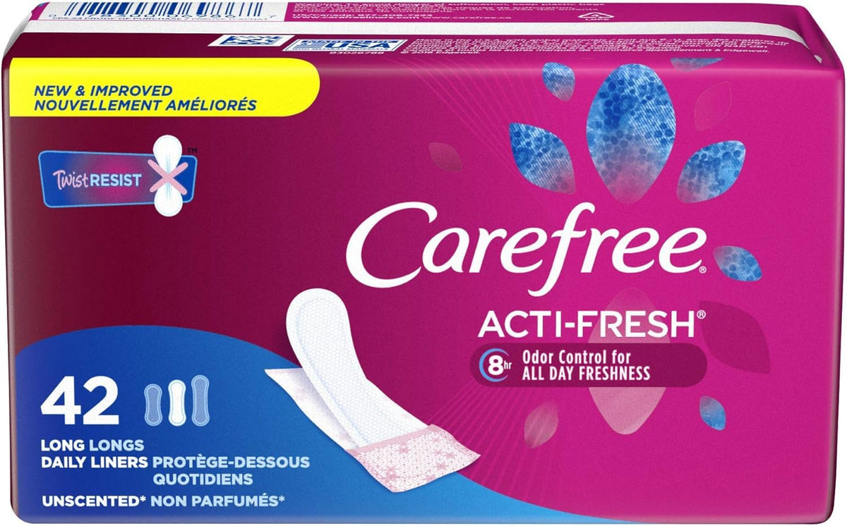 Carefree Acti-Fresh Body Shape, emballage triple, pratique et discret pour le quotidien